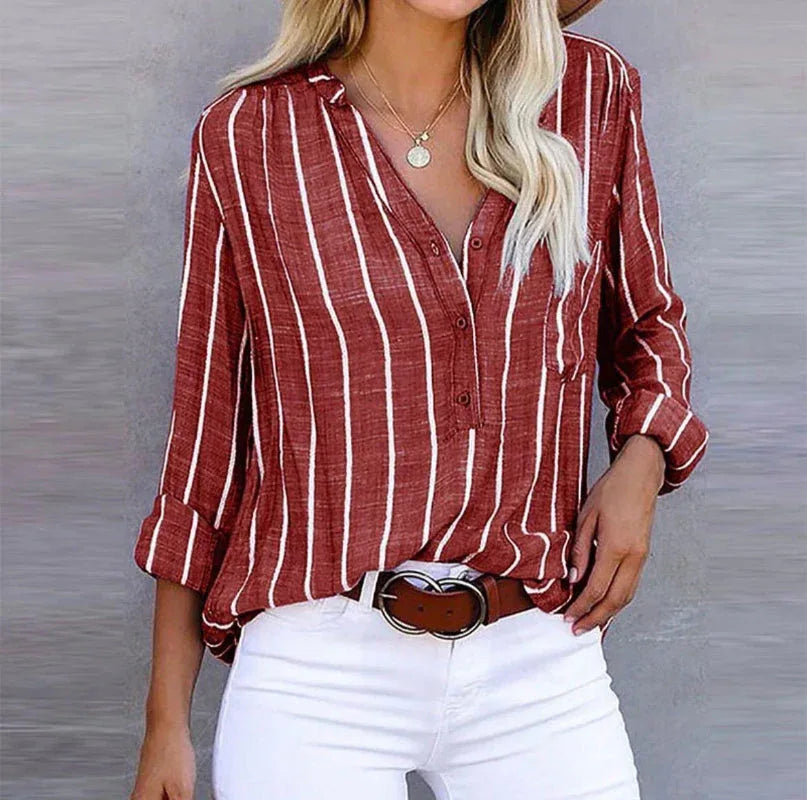 Havisa | Striped Casual Blouse - MABEL LONDON