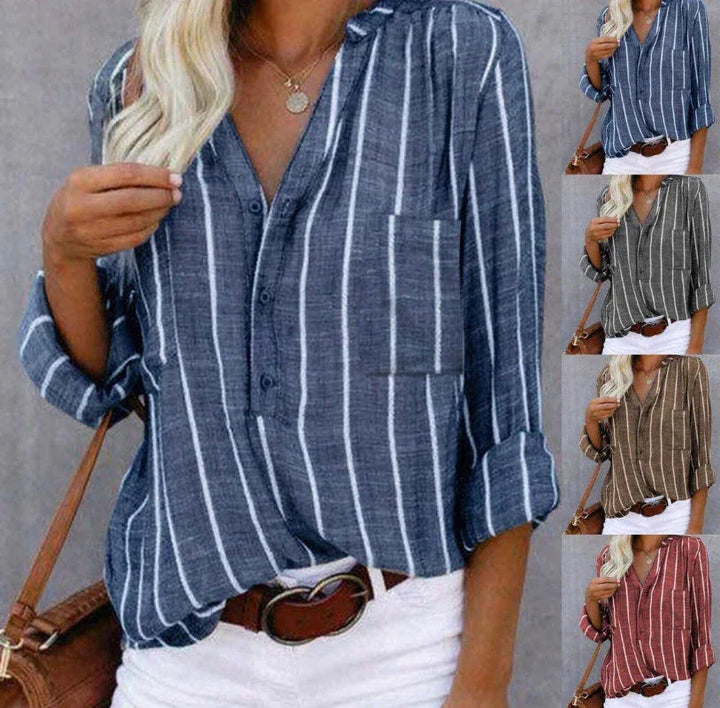 Havisa | Striped Casual Blouse - MABEL LONDON