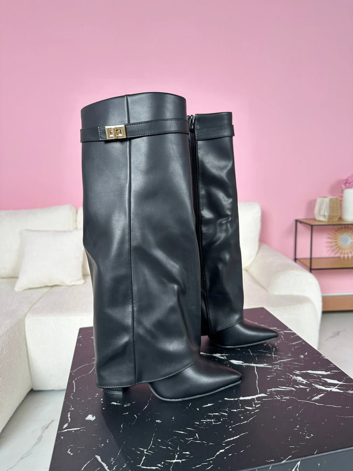 SERENA™ - Black Leather Boots - MABEL LONDON