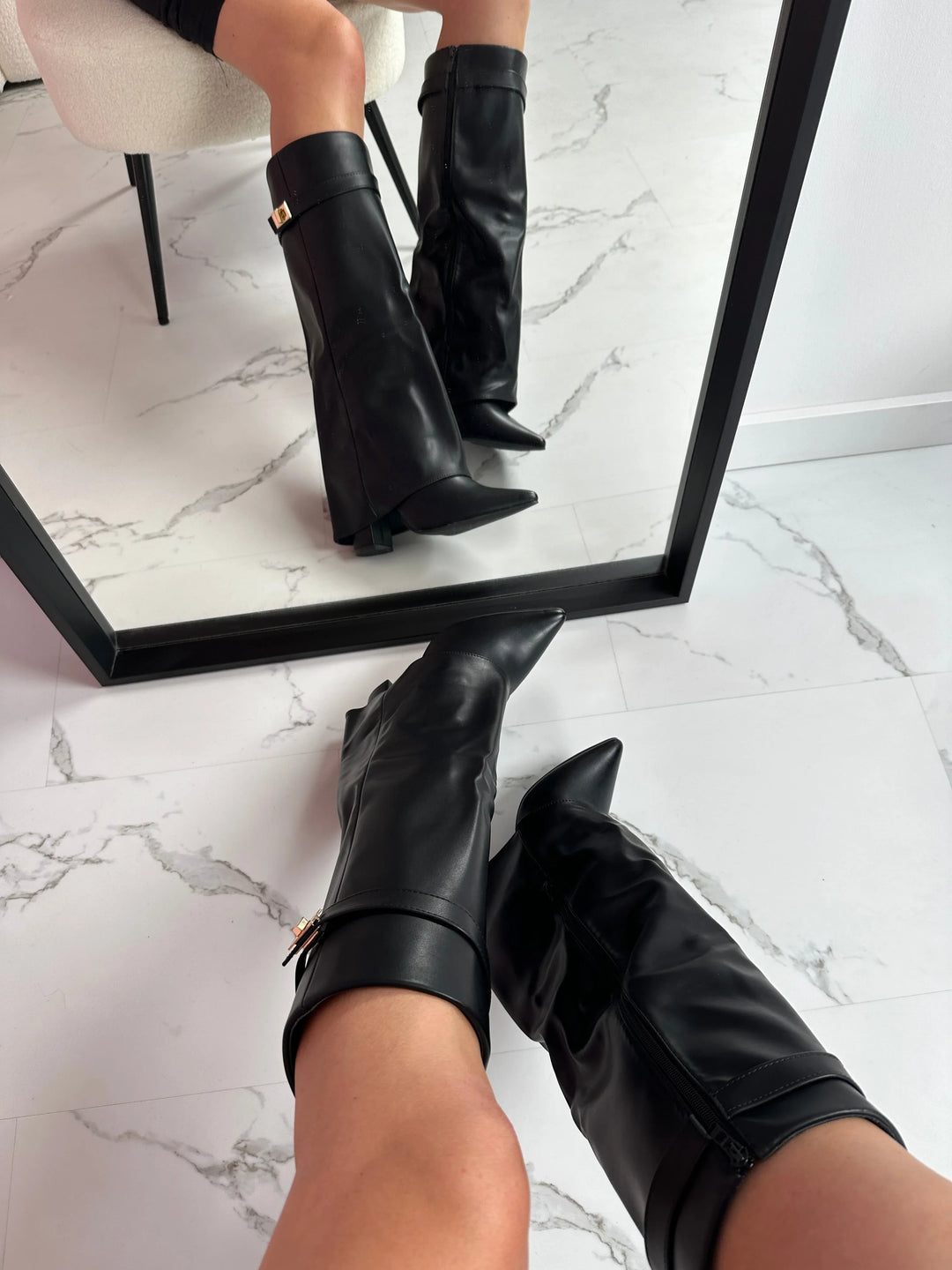 SERENA™ - Black Leather Boots - MABEL LONDON