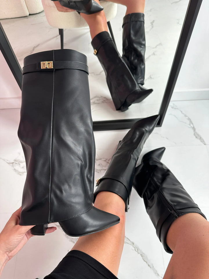 SERENA™ - Black Leather Boots - MABEL LONDON