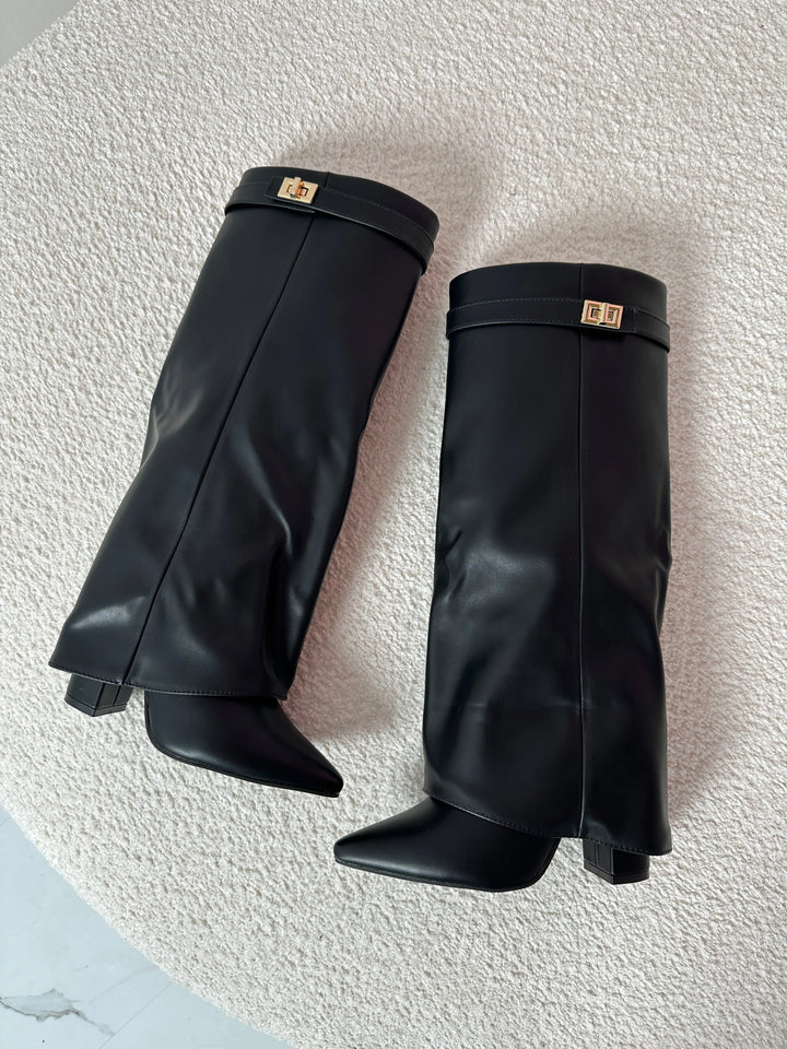 SERENA™ - Black Leather Boots - MABEL LONDON