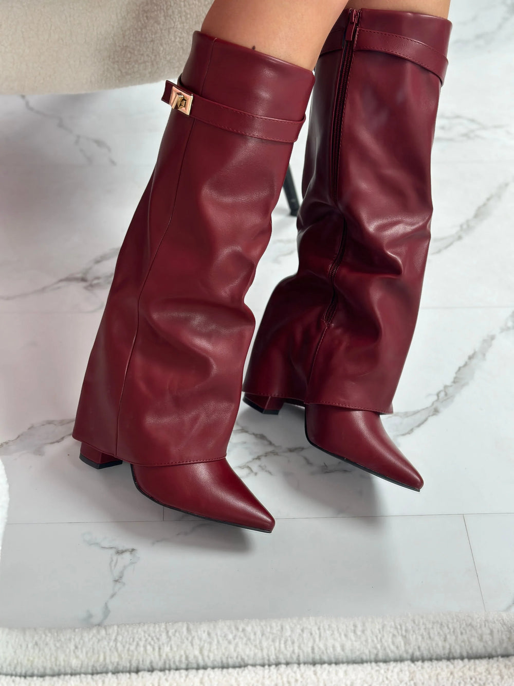 ELOISE™ - Burgundy Leather Boots - MABEL LONDON
