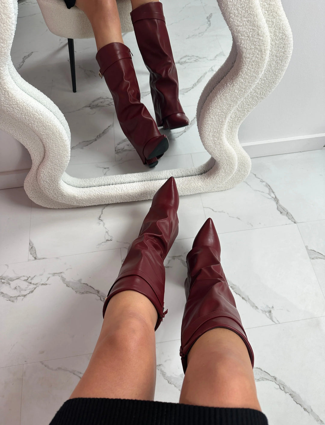 ELOISE™ - Burgundy Leather Boots - MABEL LONDON