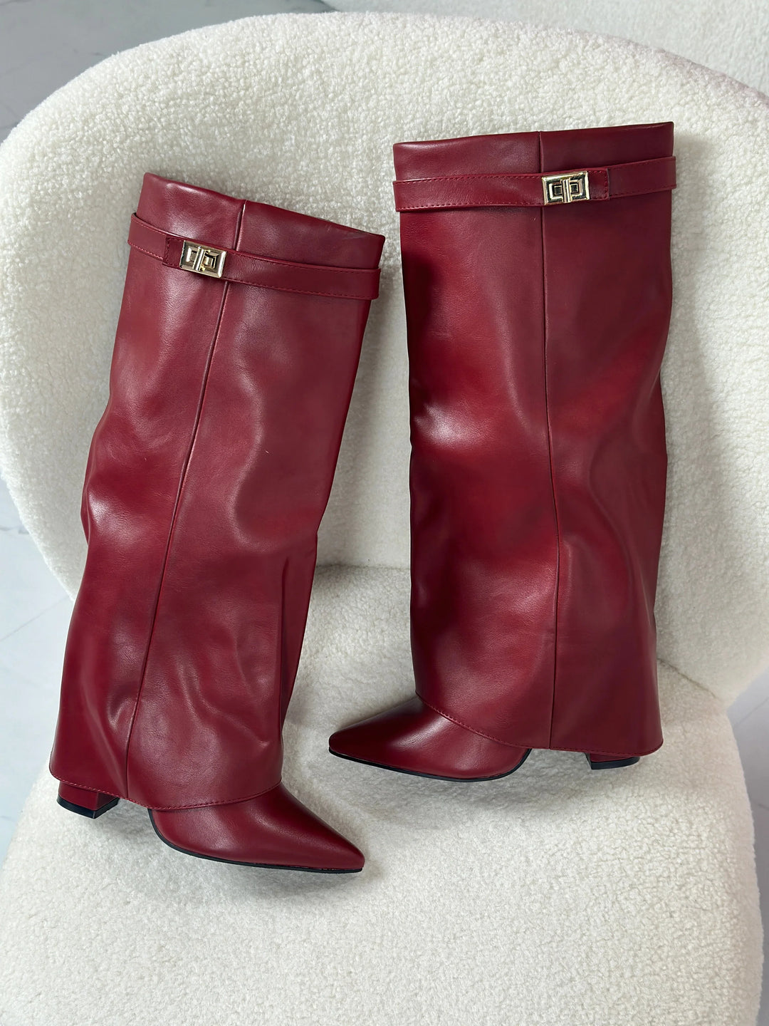 ELOISE™ - Burgundy Leather Boots - MABEL LONDON