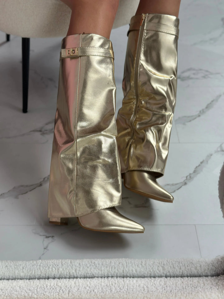 SERAPHINA™ - Gold Leather Boots - MABEL LONDON