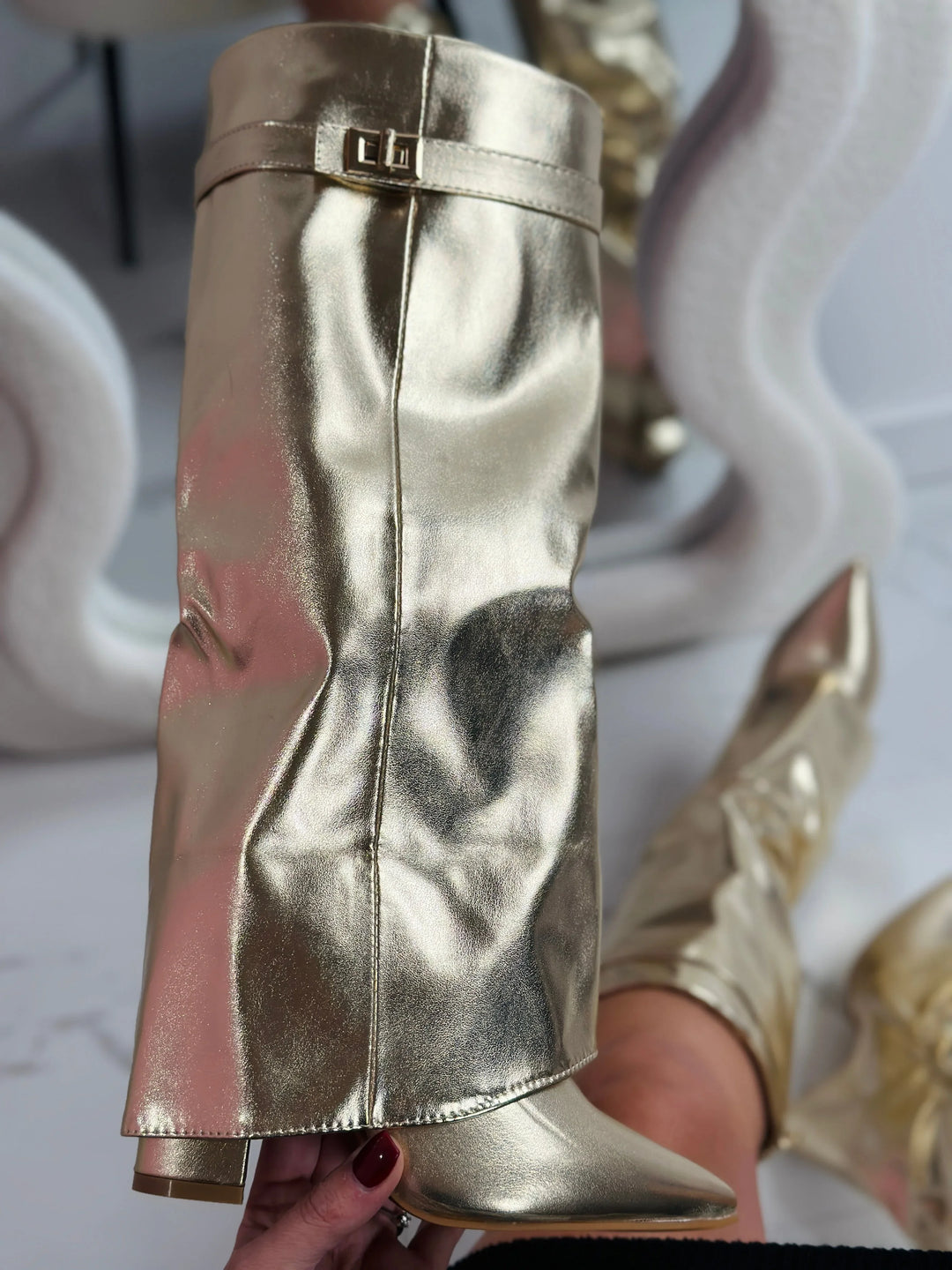SERAPHINA™ - Gold Leather Boots - MABEL LONDON