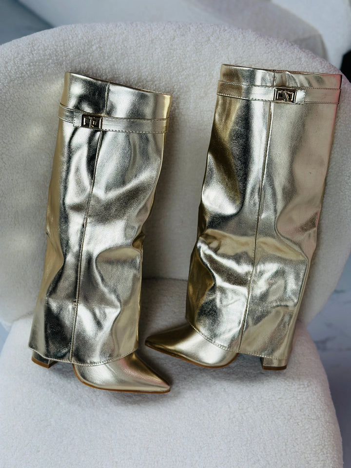 SERAPHINA™ - Gold Leather Boots - MABEL LONDON