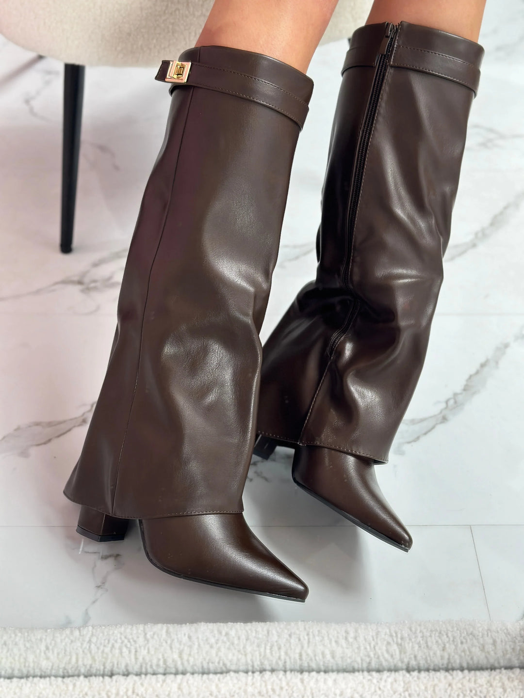 VIVIENNE™ - Brown Leather Boots - MABEL LONDON