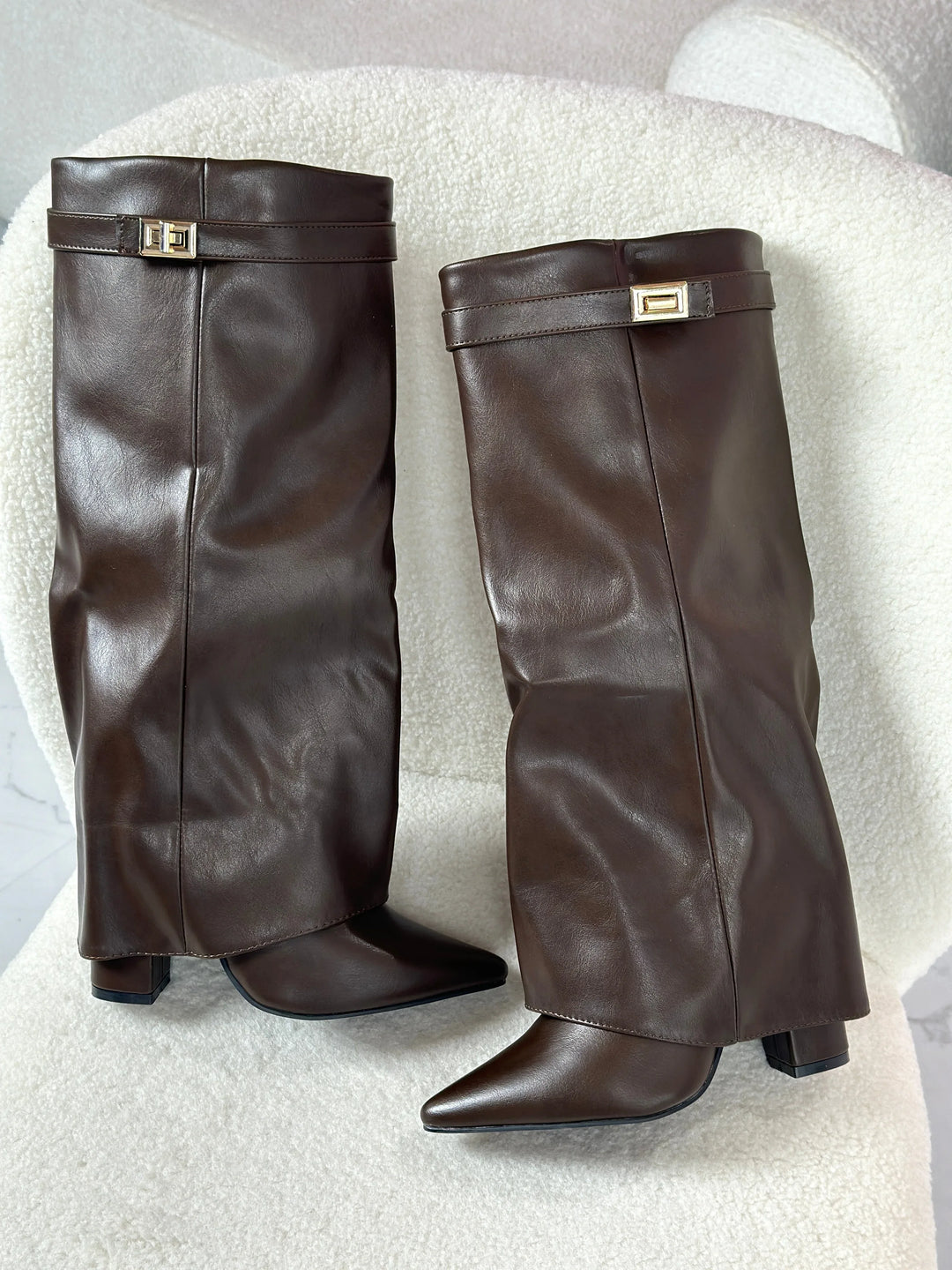 VIVIENNE™ - Brown Leather Boots - MABEL LONDON