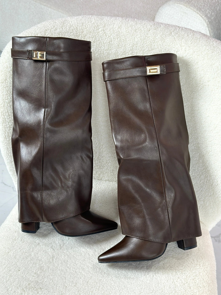 VIVIENNE™ - Brown Leather Boots - MABEL LONDON