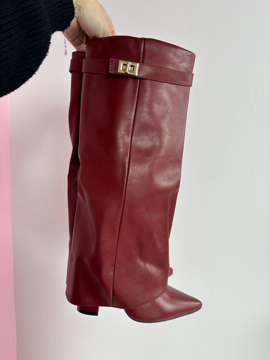 ELOISE™ - Burgundy Leather Boots - MABEL LONDON