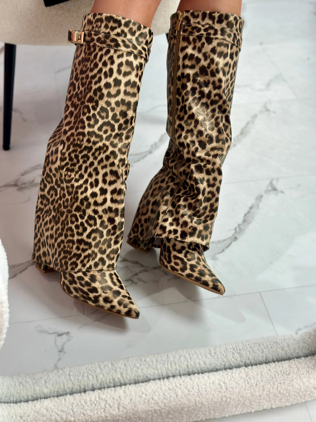FELINA™ - Leopard Leather Boots - MABEL LONDON