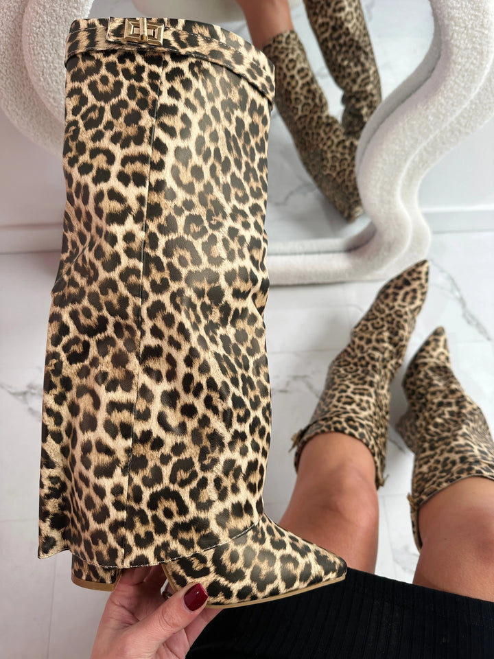 FELINA™ - Leopard Leather Boots - MABEL LONDON