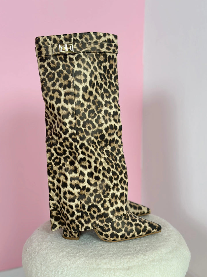 FELINA™ - Leopard Leather Boots - MABEL LONDON