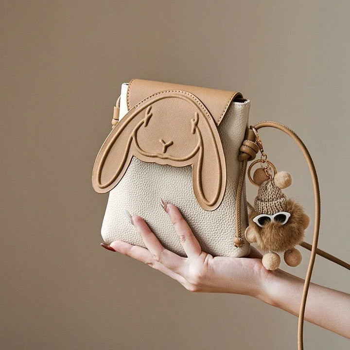 Rabbit Genuine Leather Mini Crossbody Phone Bag - MABEL LONDON