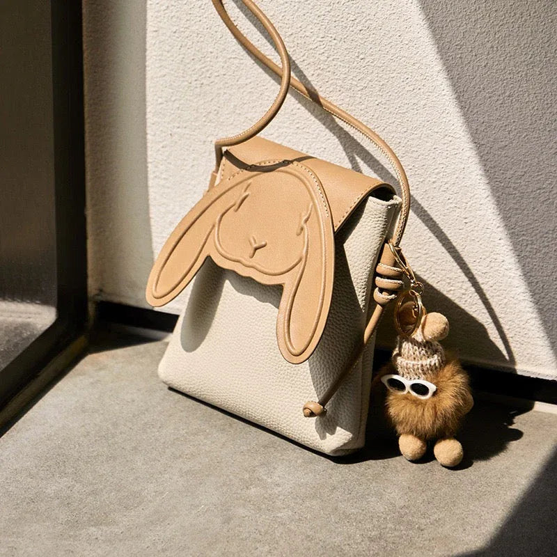 Rabbit Genuine Leather Mini Crossbody Phone Bag - MABEL LONDON