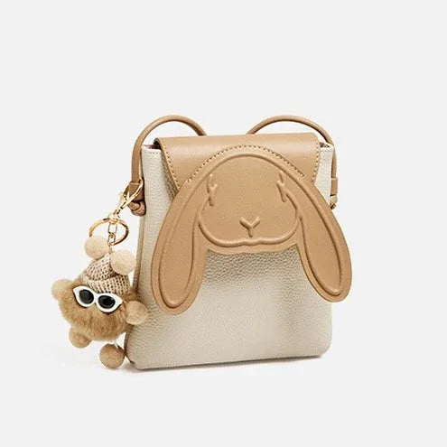 Rabbit Genuine Leather Mini Crossbody Phone Bag - MABEL LONDON