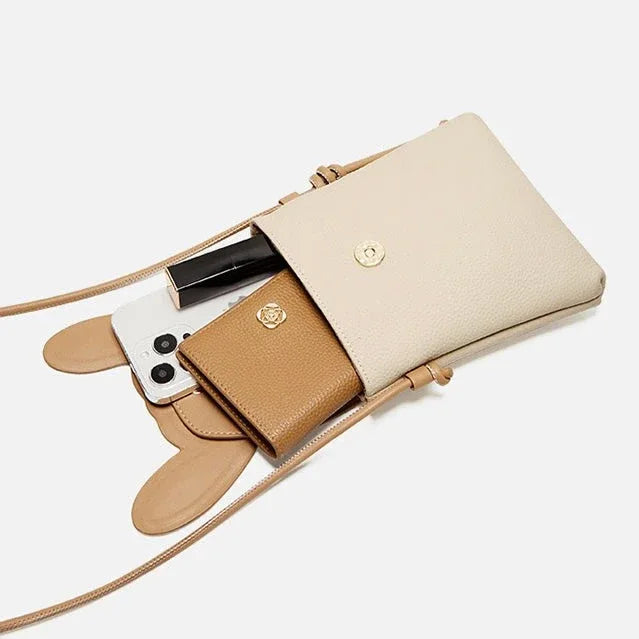 Rabbit Genuine Leather Mini Crossbody Phone Bag - MABEL LONDON