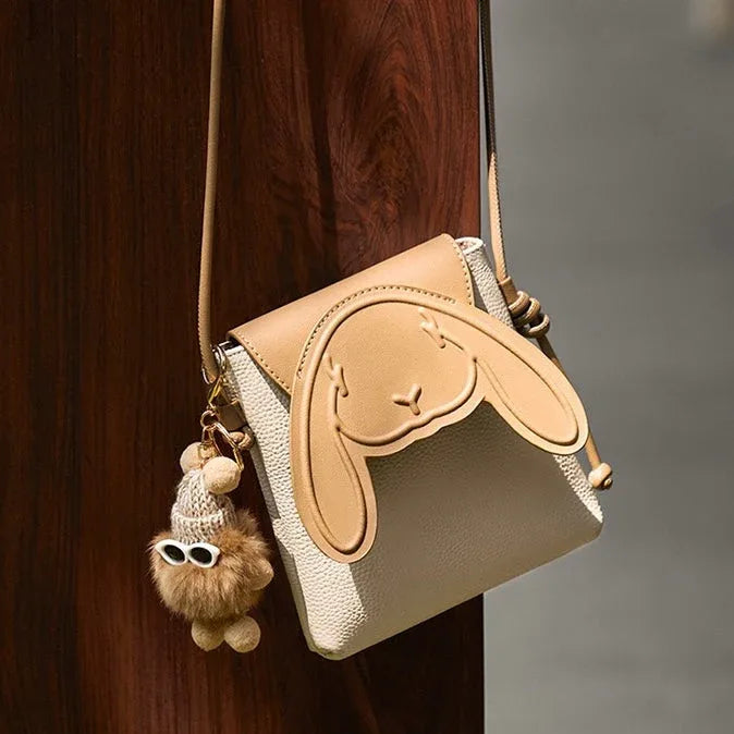 Rabbit Genuine Leather Mini Crossbody Phone Bag - MABEL LONDON