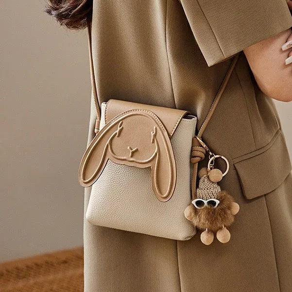 Rabbit Genuine Leather Mini Crossbody Phone Bag - MABEL LONDON