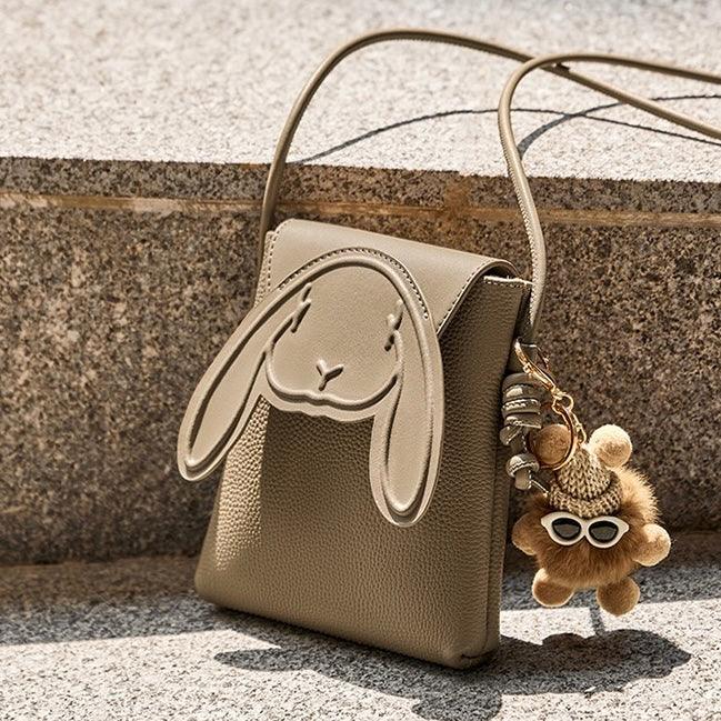Rabbit Genuine Leather Mini Crossbody Phone Bag - MABEL LONDON