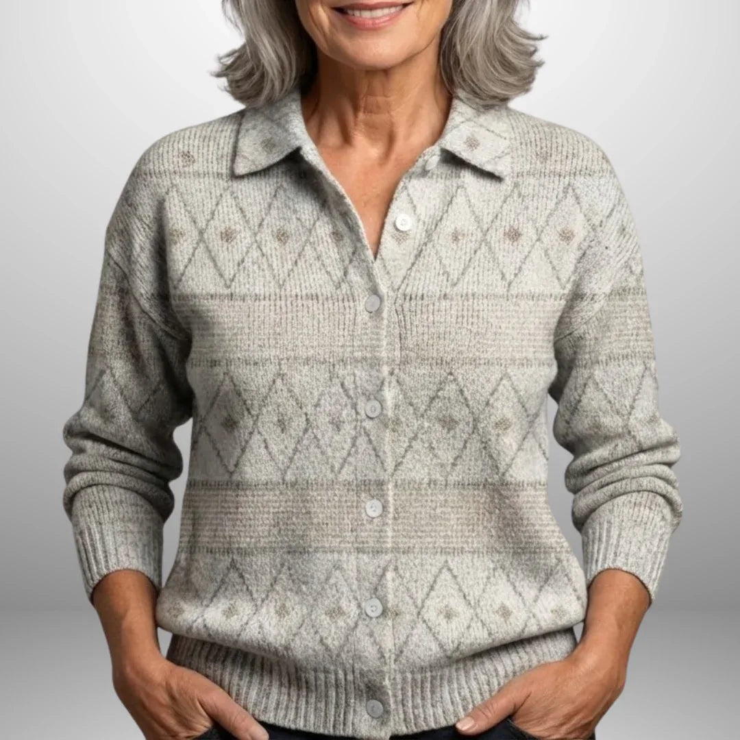 Keira - Vintage Abstract Buttoned Sweater - MABEL LONDON