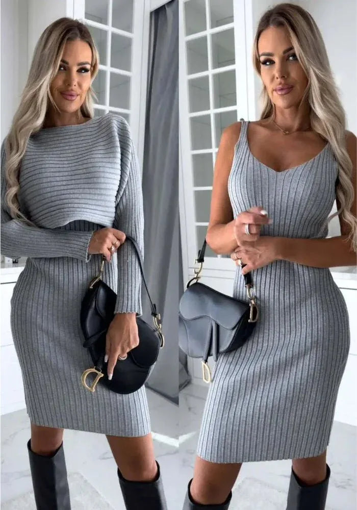 LARISSA™ - Ribbed Knit Two-Piece Set - MABEL LONDON