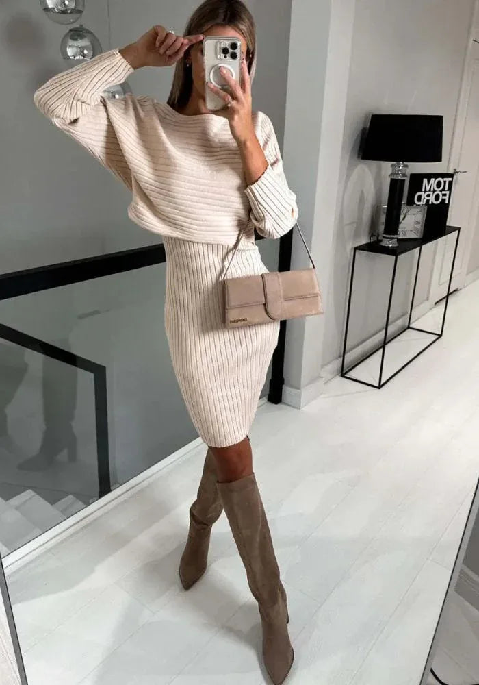 LARISSA™ - Ribbed Knit Two-Piece Set - MABEL LONDON