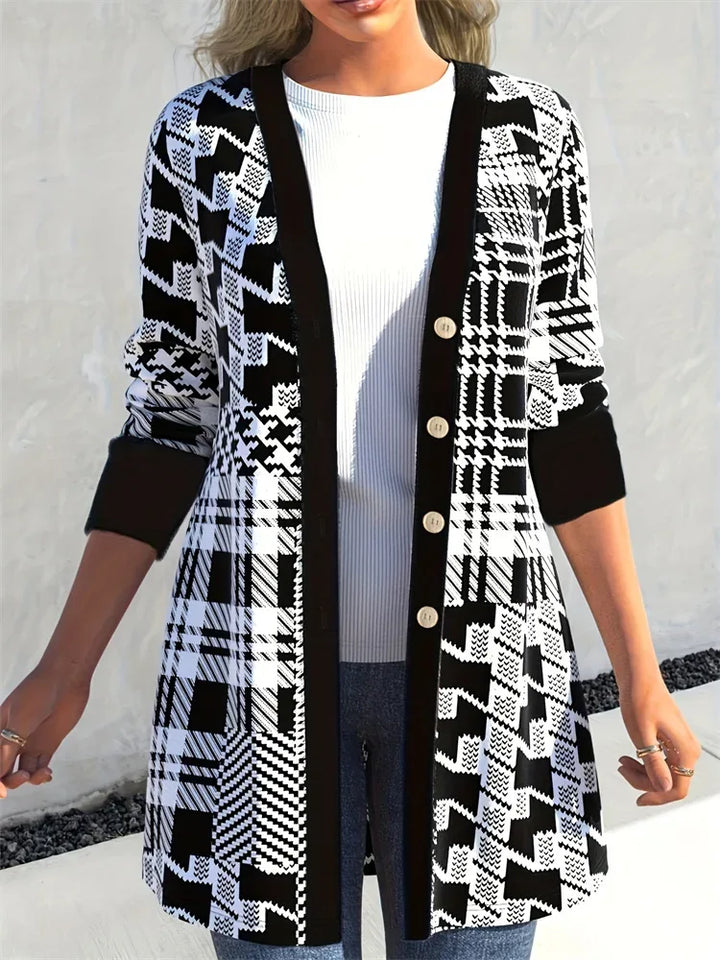 LEONA™ | Sleek Geo-Print Cardigan - MABEL LONDON