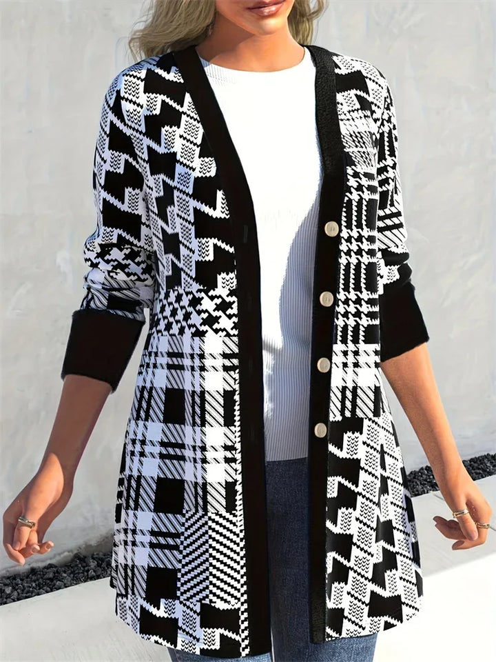 LEONA™ | Sleek Geo-Print Cardigan - MABEL LONDON