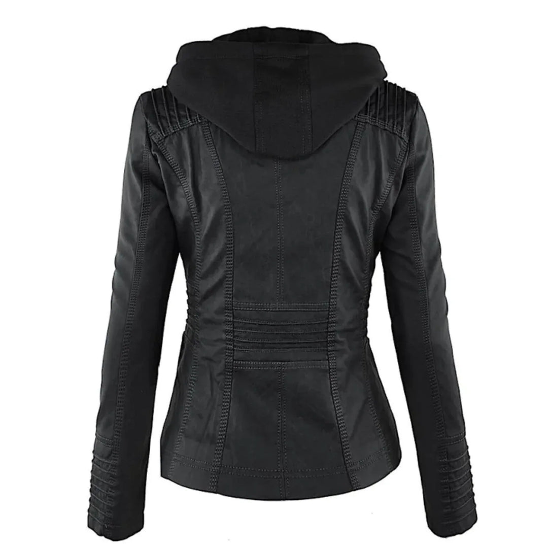 Ysolde | Leather Hooded Jacket - MABEL LONDON
