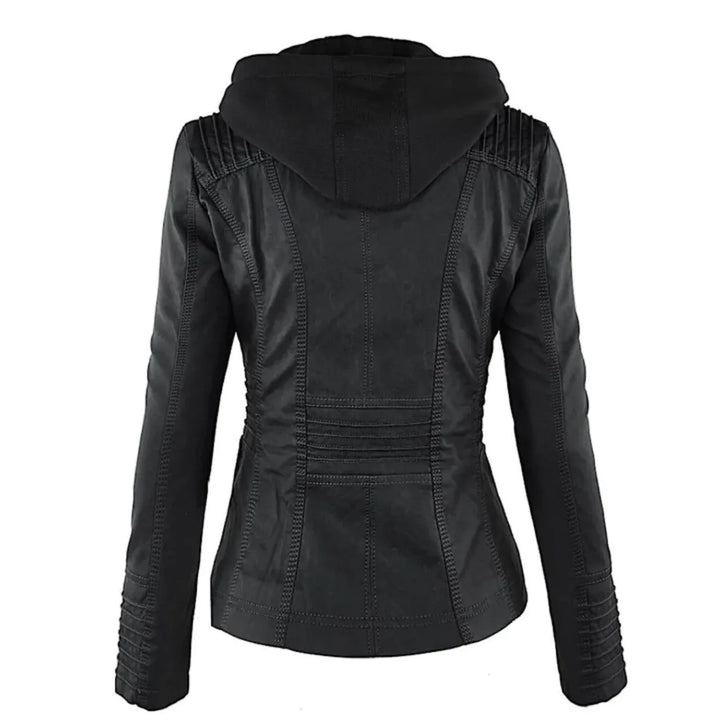 Ysolde | Leather Hooded Jacket - MABEL LONDON