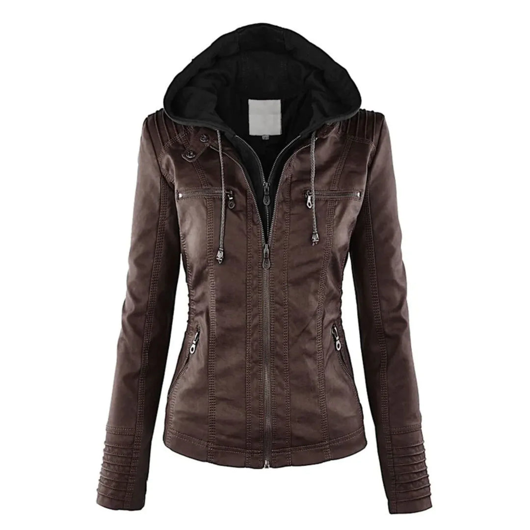Ysolde | Leather Hooded Jacket - MABEL LONDON