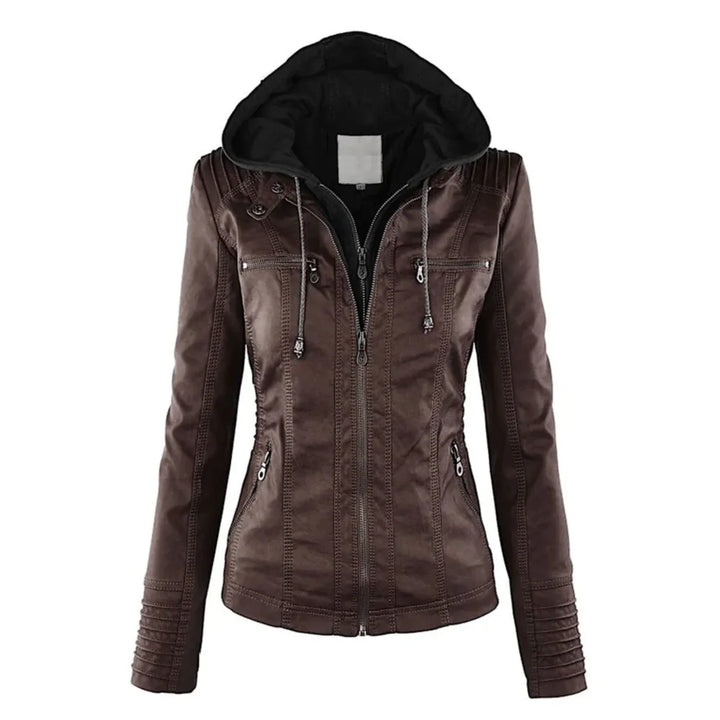Ysolde | Leather Hooded Jacket - MABEL LONDON