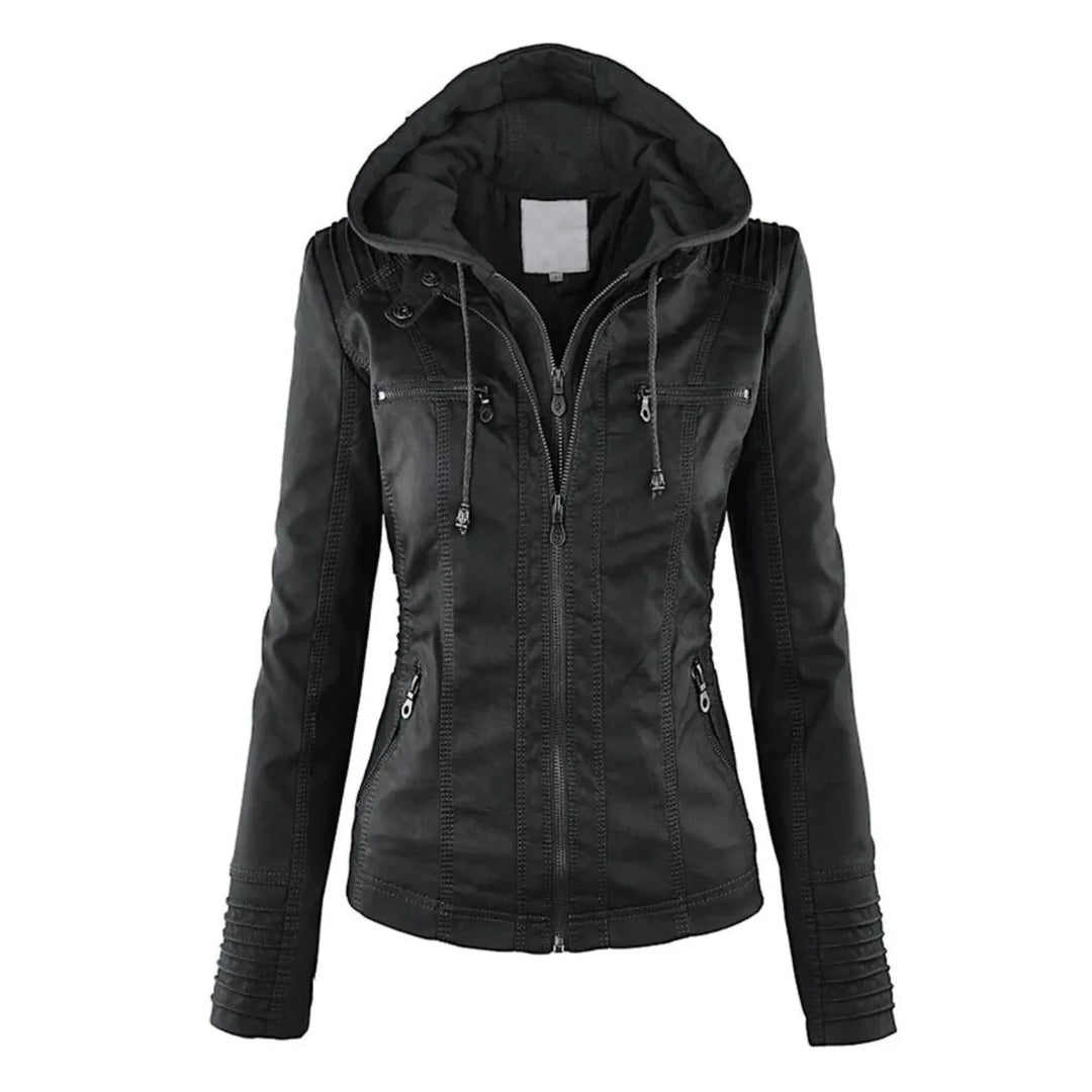 Ysolde | Leather Hooded Jacket - MABEL LONDON