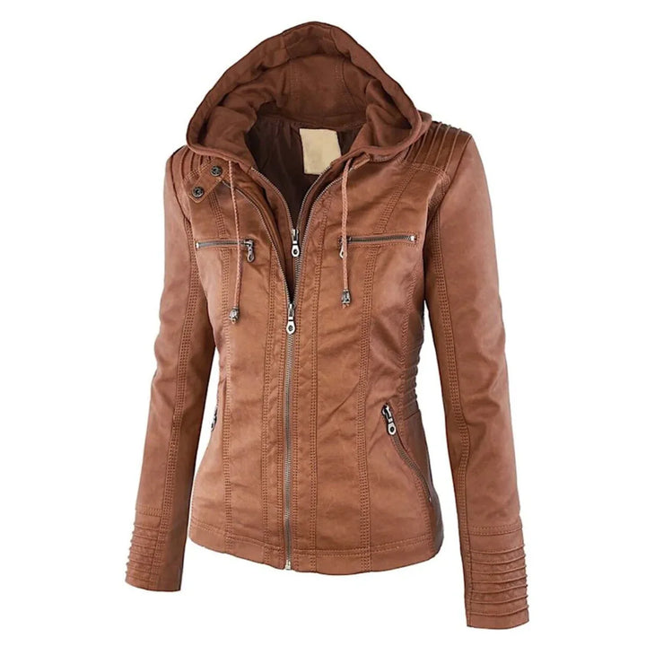 Ysolde | Leather Hooded Jacket - MABEL LONDON