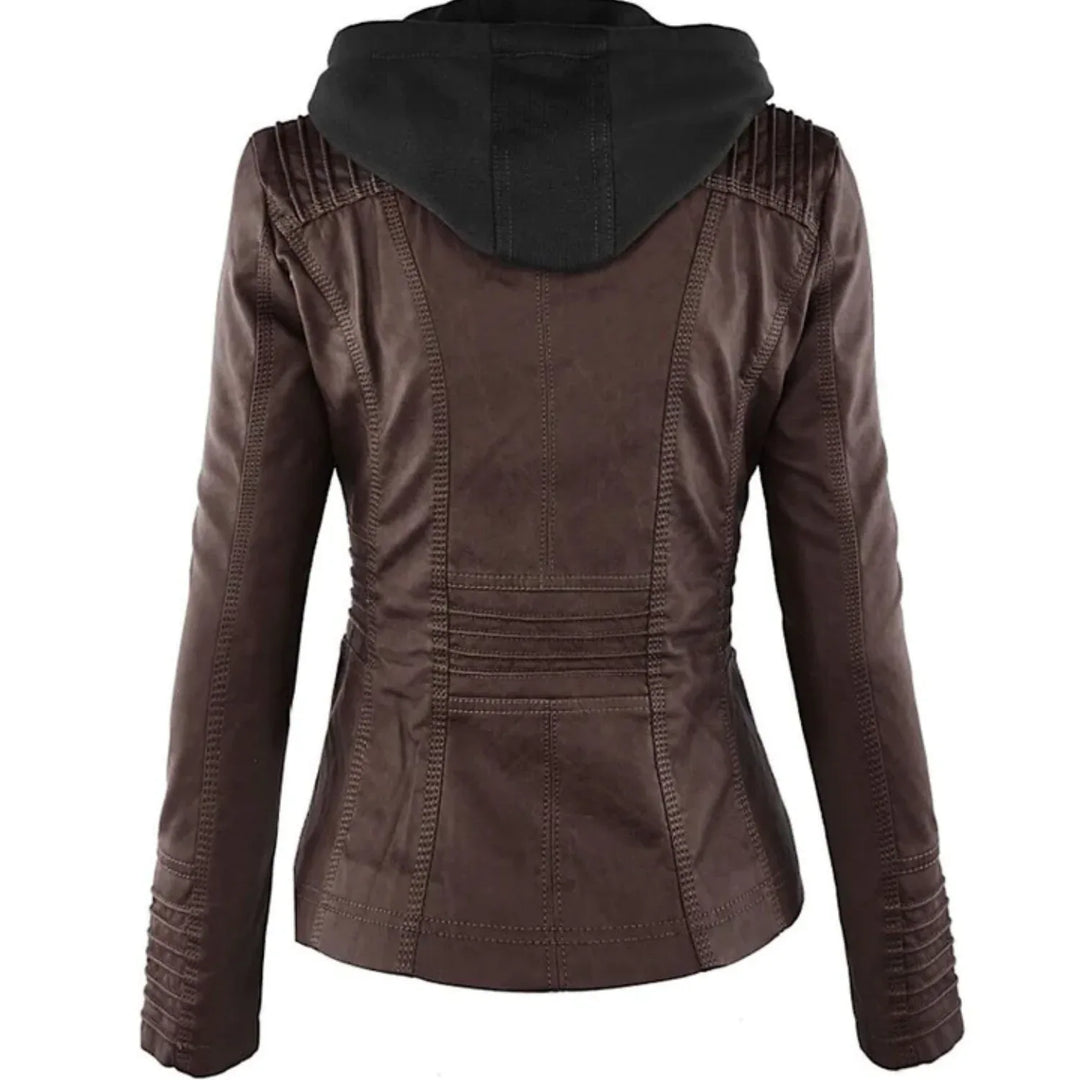 Ysolde | Leather Hooded Jacket - MABEL LONDON