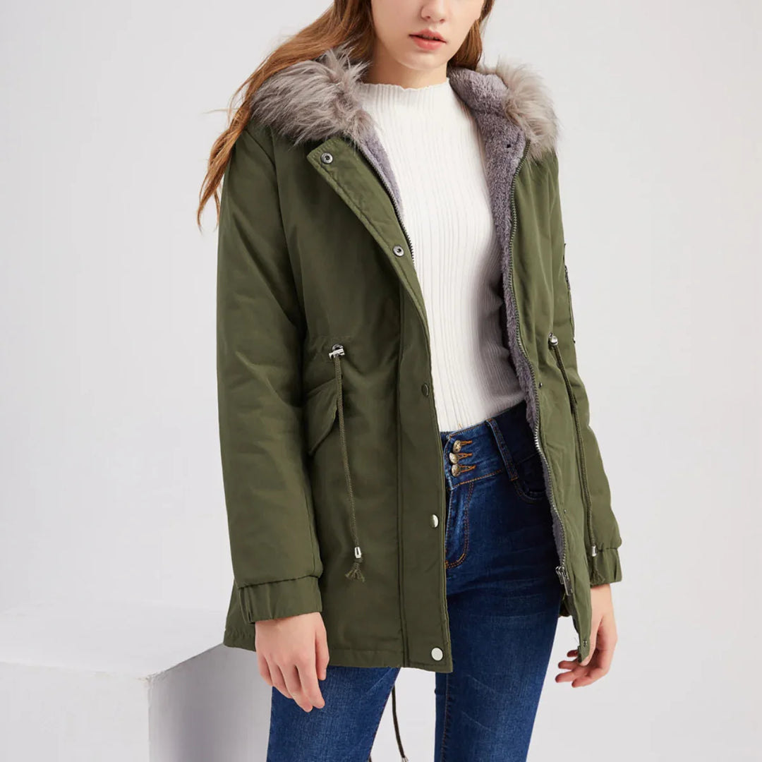 MARINA™ | Warm Velvet-Trimmed Parka - MABEL LONDON