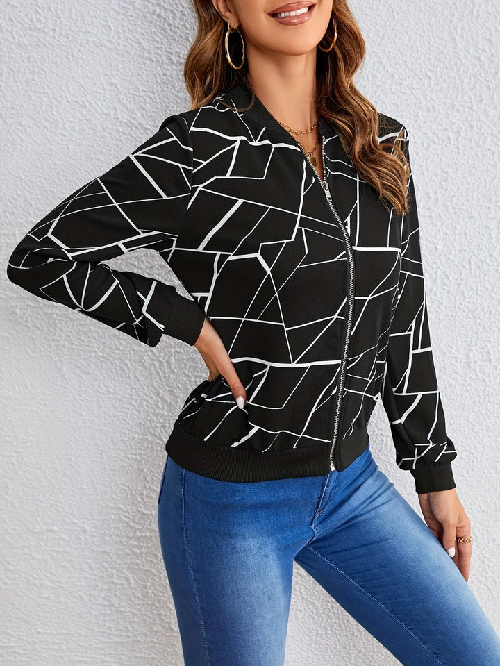 MILA™ | Artistic Pattern Zip-Up Jacket - MABEL LONDON