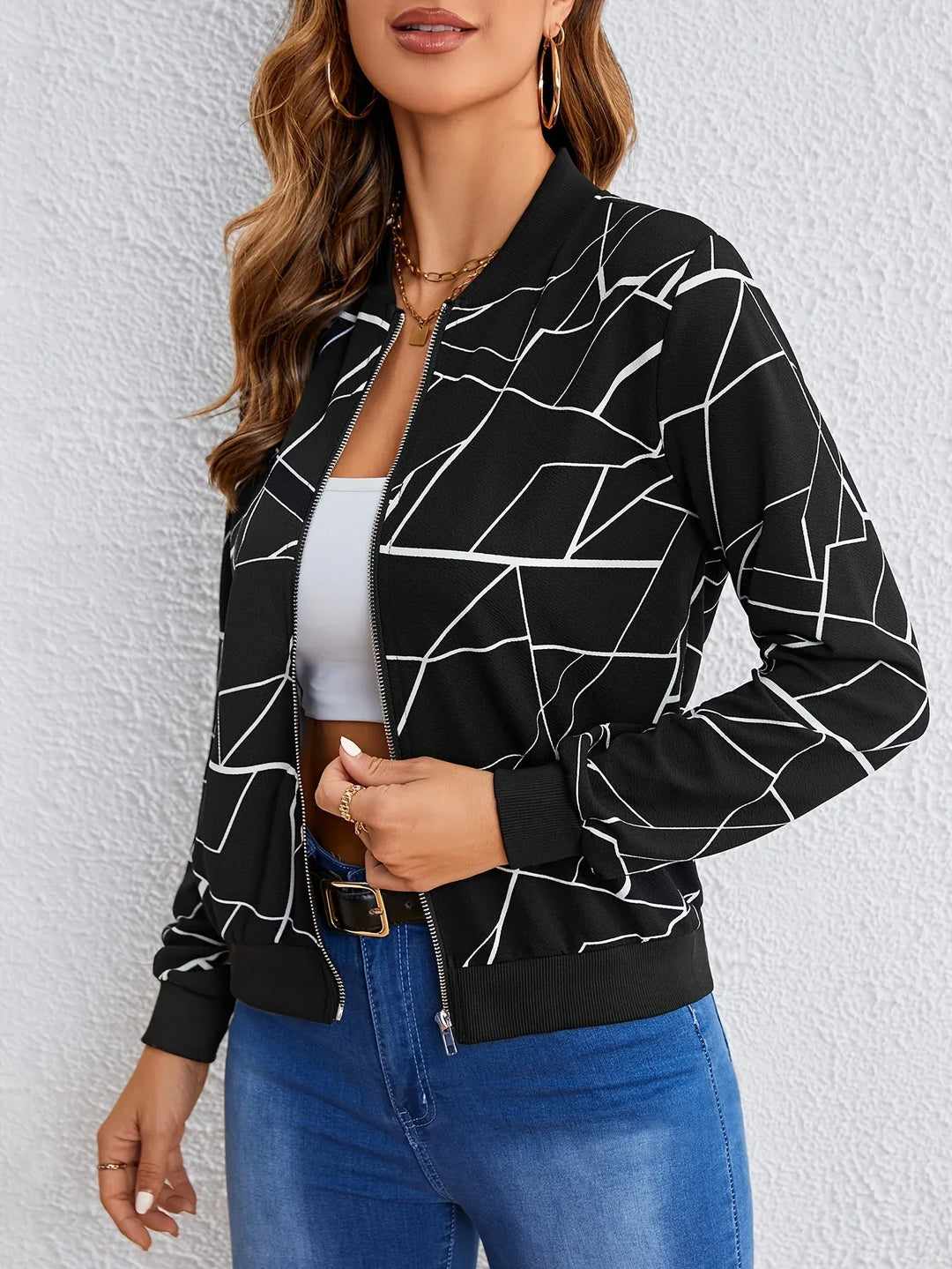 MILA™ | Artistic Pattern Zip-Up Jacket - MABEL LONDON