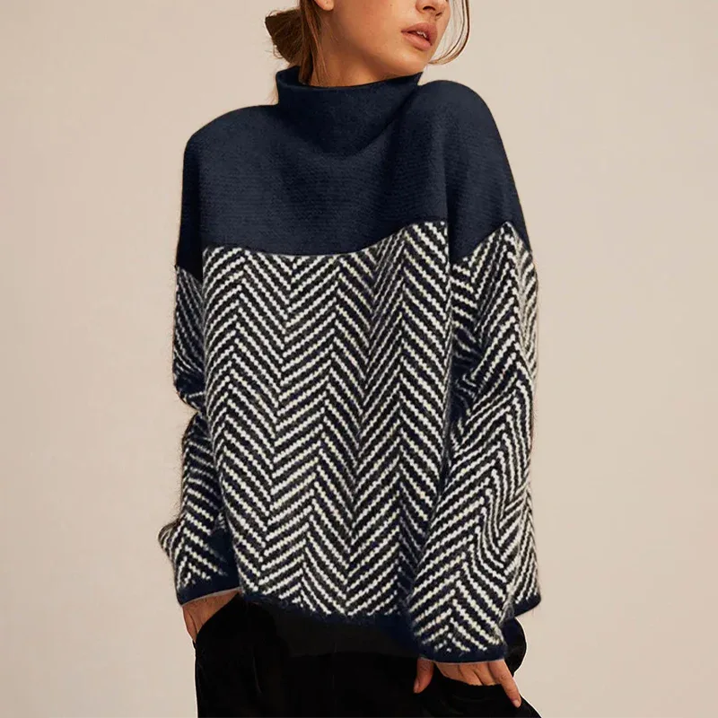NORA™ | Two-Tone High-Neck Pullover - MABEL LONDON