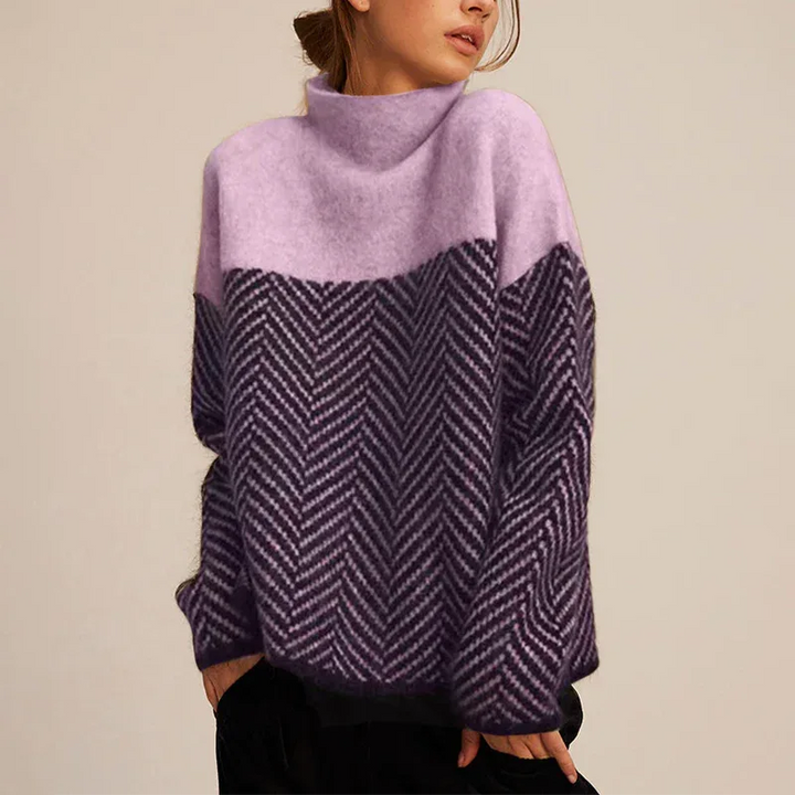 NORA™ | Two-Tone High-Neck Pullover - MABEL LONDON