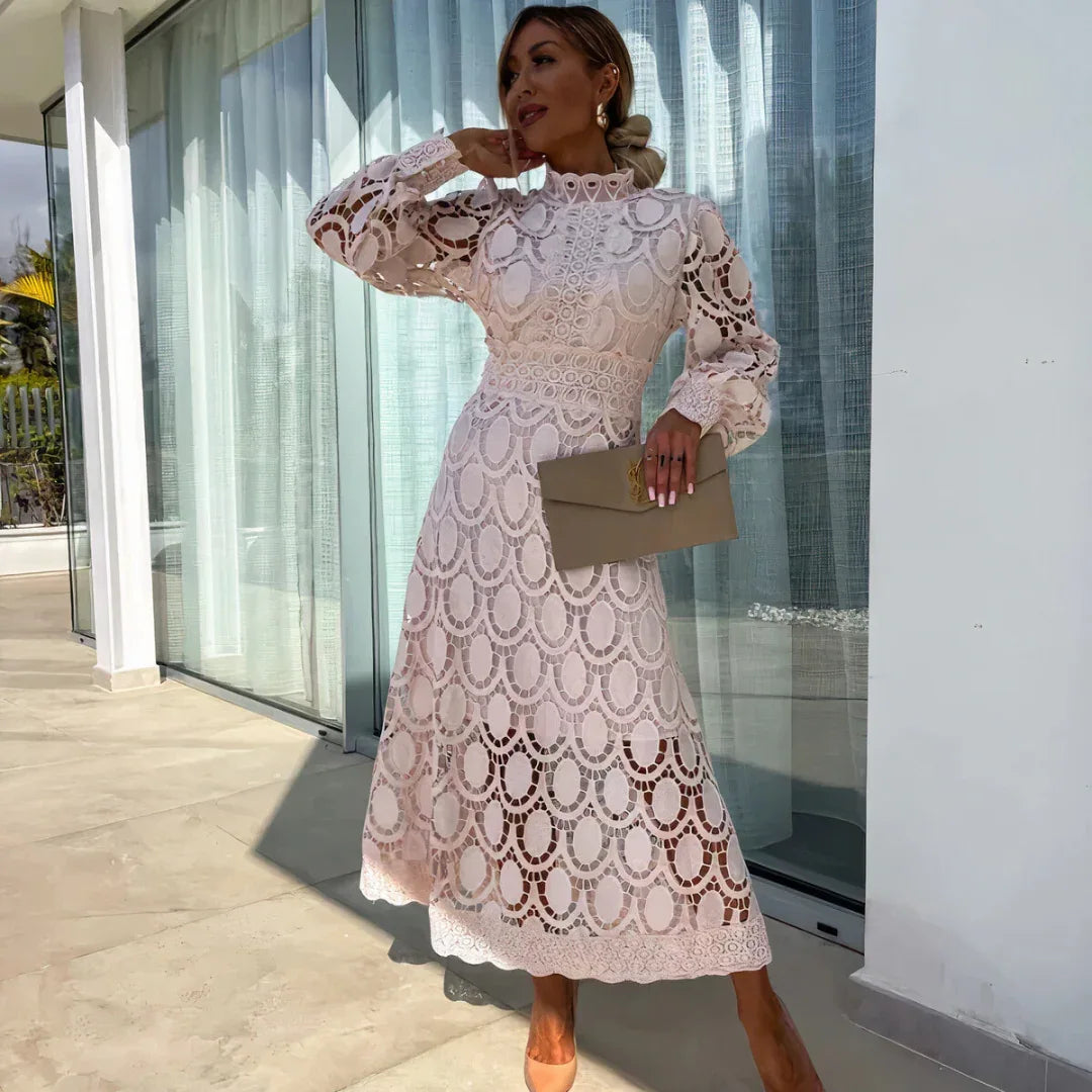 NOA™ – Delicate Lace Midi Dress - MABEL LONDON