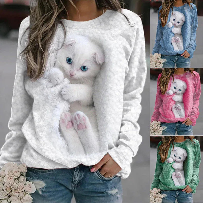 Neko™ - Cozy Cat Print Sweatshirt - MABEL LONDON