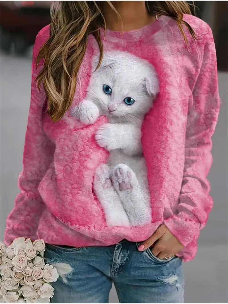 Neko™ - Cozy Cat Print Sweatshirt - MABEL LONDON