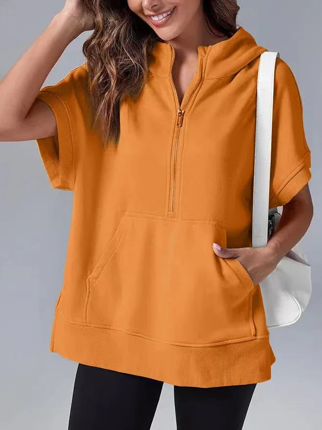 HISPER™ - Relaxed Oversized Half-Zip Summer Hoodie - MABEL LONDON