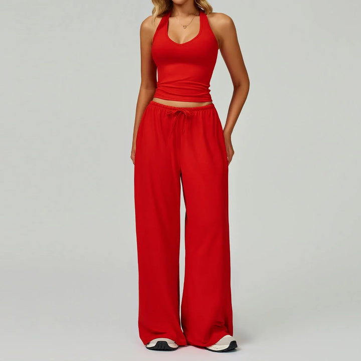 DINGDING™ - Casual Crop Tank Top and Wide Leg Pants Set - MABEL LONDON