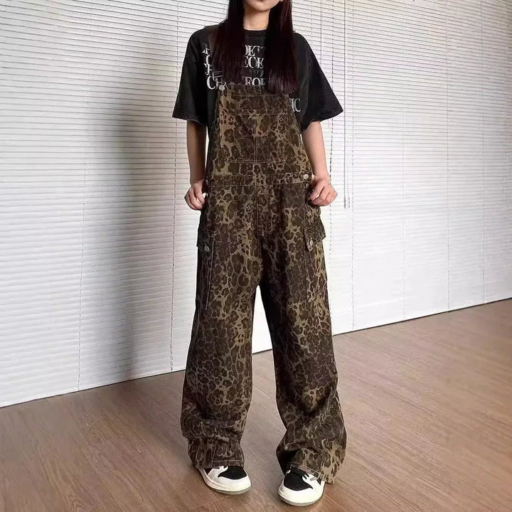 LUNTIAN™ – Vintage Leopard Wide-Leg Overall Jumpsuit - MABEL LONDON