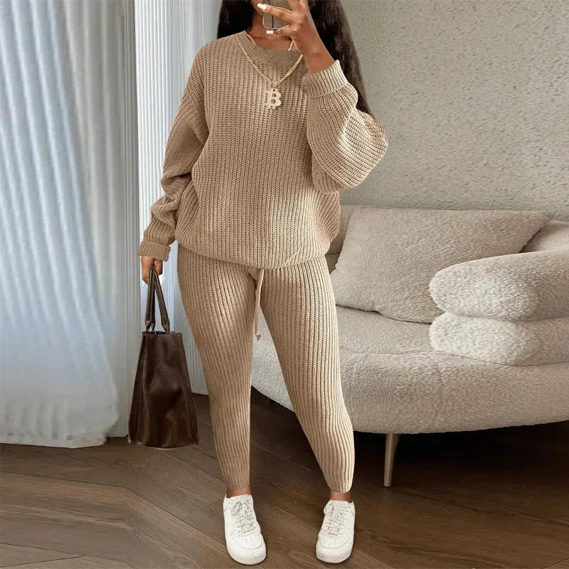 TAMA™ - Cozy Long Sleeve Sweater and Drawstring Pants Set - MABEL LONDON